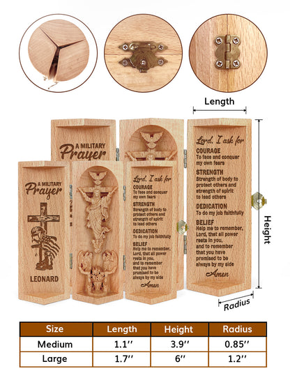 A Military Prayer - Personalized Openable Wooden Cylinder Sculpture of Jesus Christ FCWJCLETN2758T