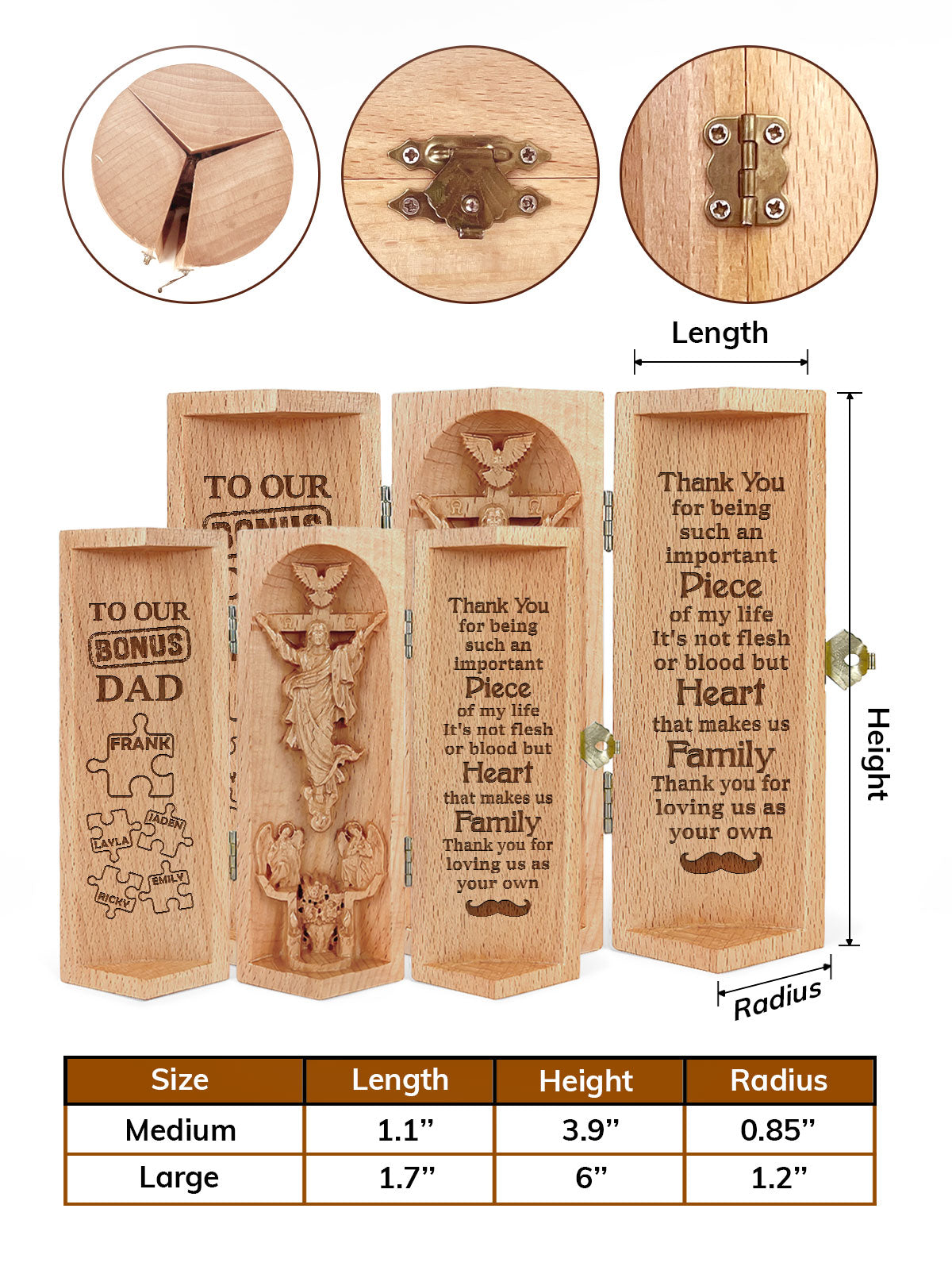 Important Piece Of My Life - Personalized Openable Wooden Cylinder Sculpture of Jesus Christ