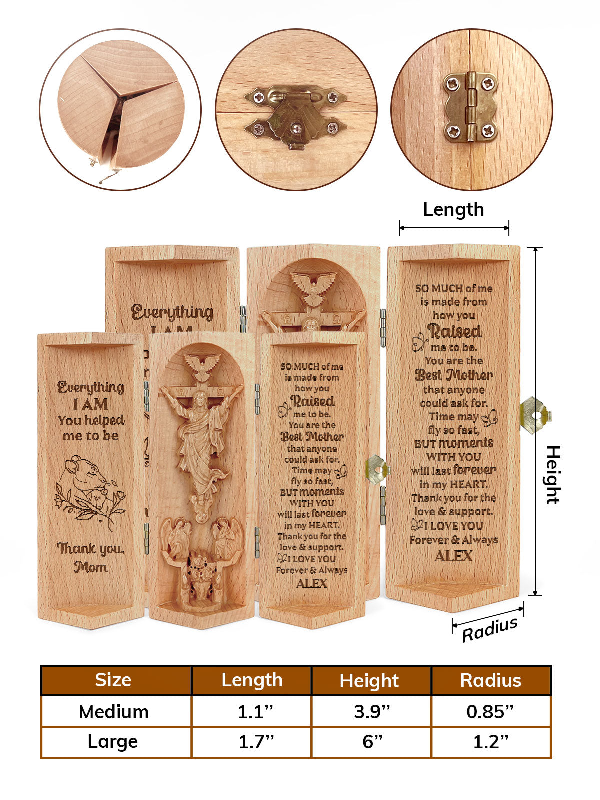 Mom You Helped Me To Be - Personalized Wooden Cylinder Sculpture