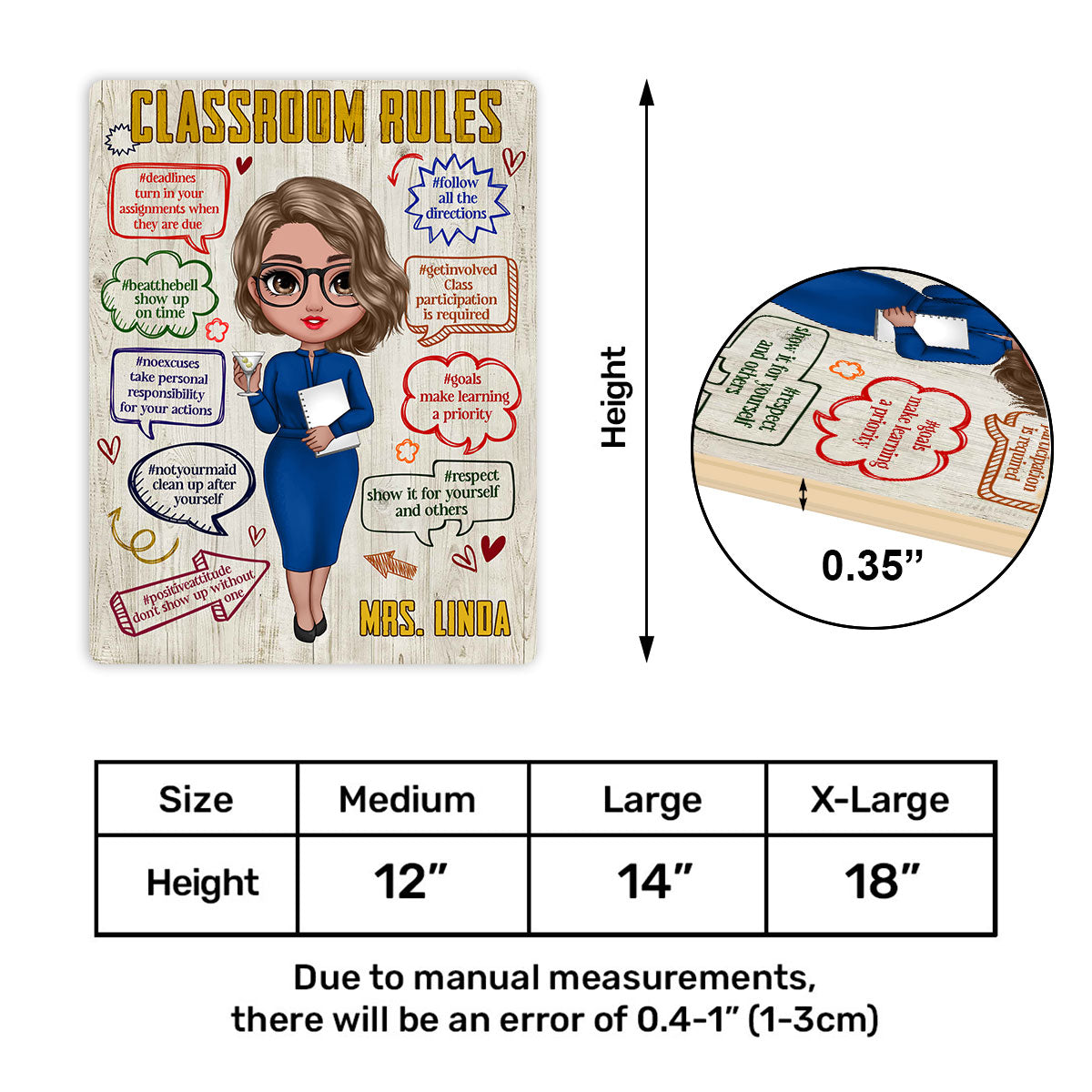 Classroom Rules - Personalized Wooden Sign