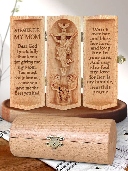 A Prayer For My Family - Openable Wooden Cylinder Sculpture of Jesus Christ