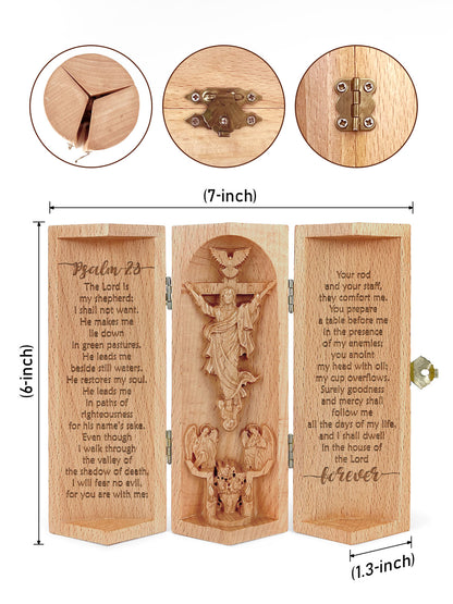 Psalm 23 - Openable Wooden Cylinder Sculpture of Jesus Christ
