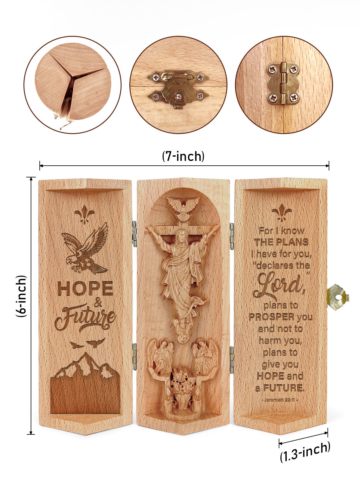 Jeremiah 29:11 - Openable Wooden Cylinder Sculpture of Jesus Christ