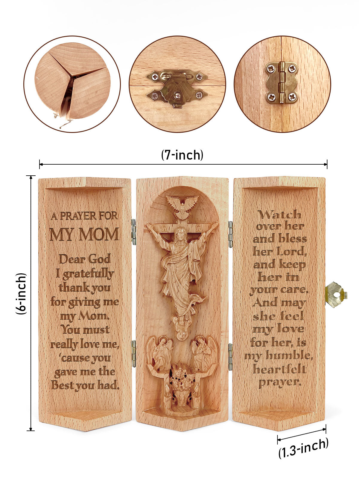 A Prayer For My Family - Openable Wooden Cylinder Sculpture of Jesus Christ