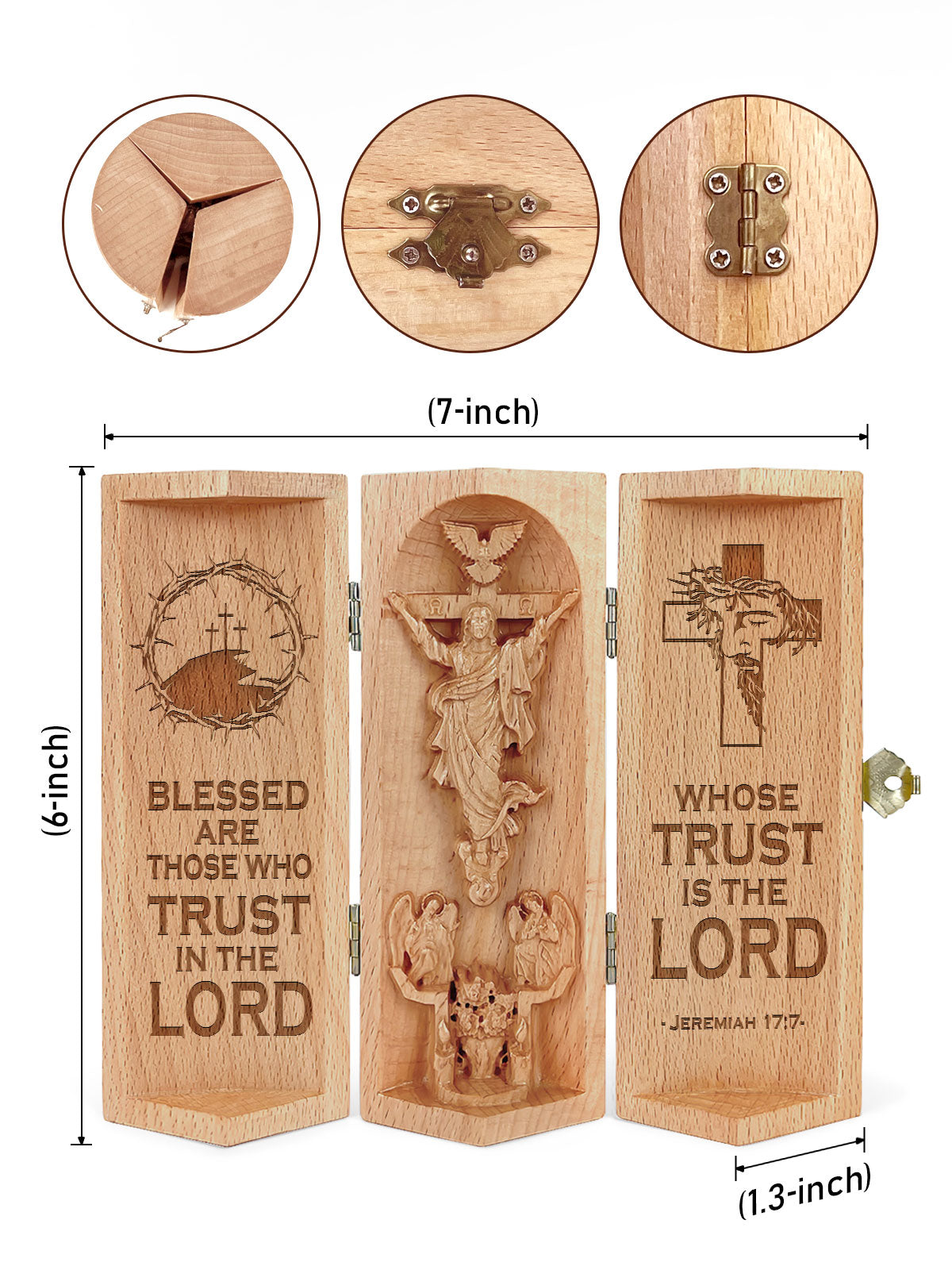 Jeremiah 17:7 - Openable Wooden Cylinder Sculpture of Jesus Christ